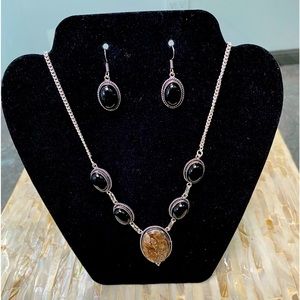 Turrella Jasper black onyx Necklace and earrings